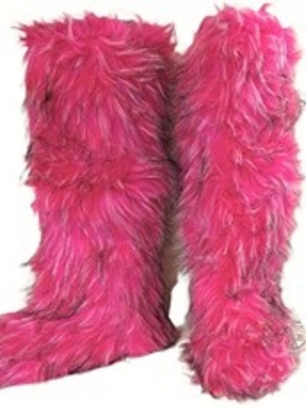 New Hot Pink Faux Fur Go Go Boots 10.5/11 - Picture 2 of 2